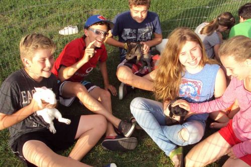 Several youths enjoyed time in the rabbit hutch courtesy Westwind Farms of Westport at the NFCS barbeque.